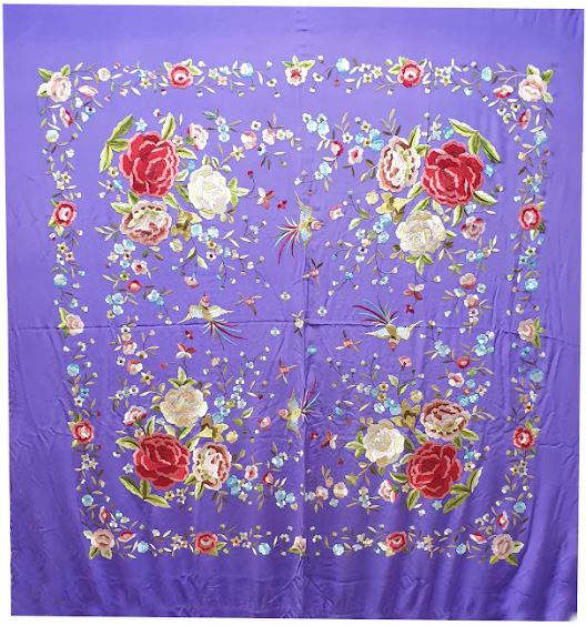Handmade Manila Embroidered Shawl. Natural Silk. Ref.1011176NMRDCLS